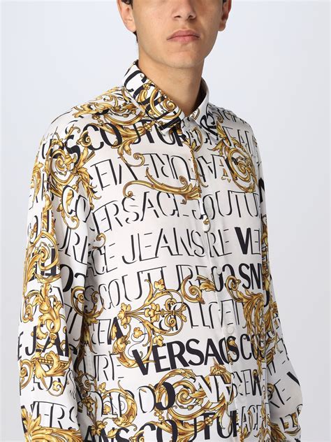 camicia a maniche corte con logo versace|Camicie Uomo Jeans Couture .